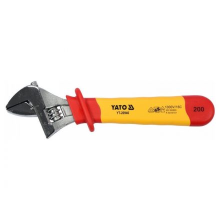 YATO Verstellbarer Gabelschlüssel 0-30 mm / 200 mm bis 1000 V isoliertes CrV