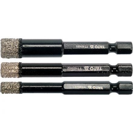 YATO Diamant-Lochsägen-Set 3-teilig 6, 8, 10 mm Nass-/Trocken-Bit-Aufnahme